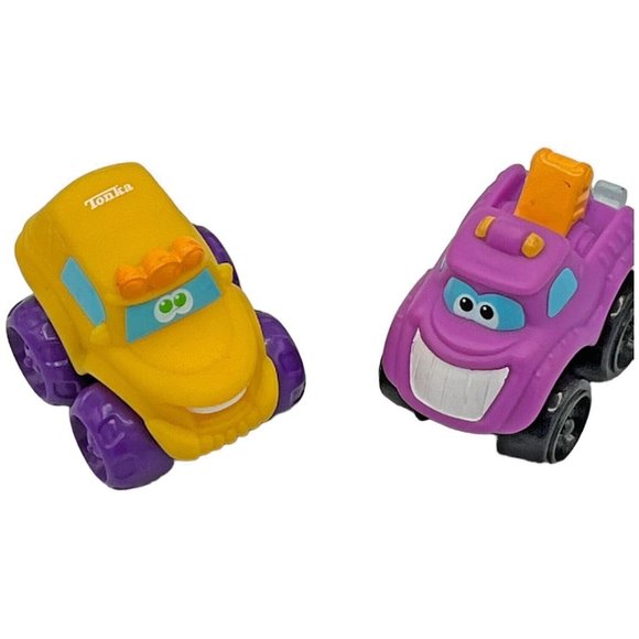 2 HASBRO TONKA CHUCK & FRIENDS Vehicles 2008 Purple Tow Truck 2006 Yellow Truck - Picture 4 of 5